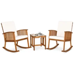 Tangkula 3 PCS Acacia Wood Rocking Bistro Set Outdoor Furniture Front Porch Rocker Chairs Conversation Set With Coffee Table And Cushions 11 Tangkula 3 PCS Acacia Wood Rocking Bistro Set Outdoor Furniture Front Porch Rocker Chairs Conversation Set With Coffee Table And Cushions -Tangkula GUEST bf1f12cd 8948 46fe bea5 867bdff5dd75