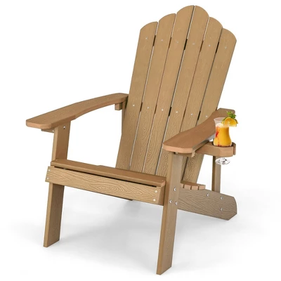 Tangkula Patio HIPS Outdoor Weather Resistant Slatted Chair Adirondack Chair W/ Cup Holder 9 Tangkula Patio HIPS Outdoor Weather Resistant Slatted Chair Adirondack Chair W/ Cup Holder - Image 9