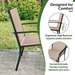 Tangkula Outdoor Dining Chairs Set Of 4 W/ Breathable Fabric Armrests High Back 16 Tangkula Outdoor Dining Chairs Set Of 4 W/ Breathable Fabric Armrests High Back -Tangkula GUEST bf4bd495 a246 4e52 918c 475fdbede351