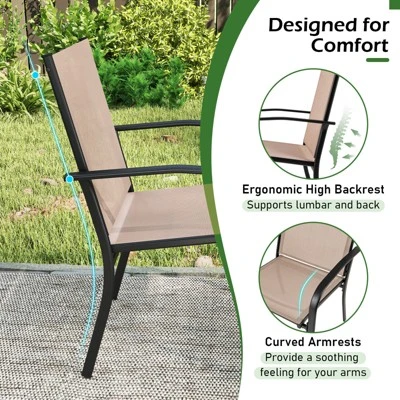 Tangkula Outdoor Dining Chairs Set Of 4 W/ Breathable Fabric Armrests High Back 7 Tangkula Outdoor Dining Chairs Set Of 4 W/ Breathable Fabric Armrests High Back - Image 7