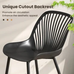 Tangkula Plastic Dining Chair Set Of 4 W/ Metal Legs Cutout Backrest Curved Seat -Tangkula GUEST bf65c935 88f8 428e abfa 49954f59430f