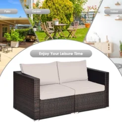 Tangkula 4PCS Rattan Corner Sofa Set Patio Outdoor Furniture Set W/ Beige Cushions -Tangkula GUEST bfa8fa0d a569 4660 aac8 6a971bb7b548 1