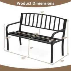 Tangkula 50 Inches Garden Bench W/ Slatted Backrest & Curved Armrests For Porch 17 Tangkula 50 Inches Garden Bench W/ Slatted Backrest & Curved Armrests For Porch -Tangkula GUEST bfb9ec1e bb78 4a81 a347 da3c72a8741c