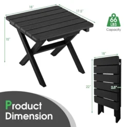 Tangkula 2 Pieces Folding Adirondack Side Table Poolside Garden Patio Black -Tangkula GUEST bfc0a6a7 12cc 4001 a33d 242cc0db5bb6