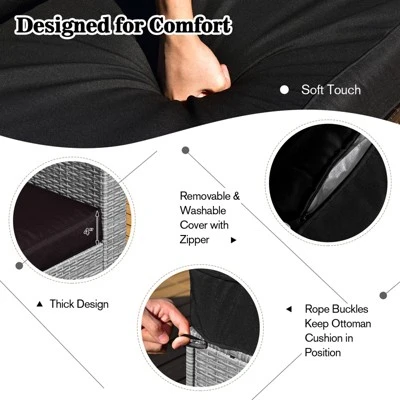 Tangkula 9 Pieces Outdoor Patio Furniture Set W/ 32" Propane Fire Pit Table Sectional Sofa Set W/ Storage Box Black/Gray/Navy/Red/Turquoise/Off White 4 Tangkula 9 Pieces Outdoor Patio Furniture Set W/ 32" Propane Fire Pit Table Sectional Sofa Set W/ Storage Box Black/Gray/Navy/Red/Turquoise/Off White - Image 4