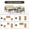Tangkula 4PCS Furniture Set Outdoor Wicker Conversation Bistro Set W/ Soft Cushions Patio