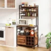 Tangkula 67" Bakers Rack W/ Power Outlet Coffee Bar Cabinet W/ S-Shaped Hooks
