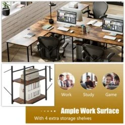 Tangkula Large L-shaped Computer Desk 60” Convertible Corner Desk With 4 Storage Shelves 95” 2-Person Long Study Writing Workstation Black/Rustic Brown/Natural/Grey 18 Tangkula Large L-shaped Computer Desk 60” Convertible Corner Desk With 4 Storage Shelves 95” 2-Person Long Study Writing Workstation Black/Rustic Brown/Natural/Grey -Tangkula GUEST c0855db8 02e2 4ad3 b636 196030c228c8