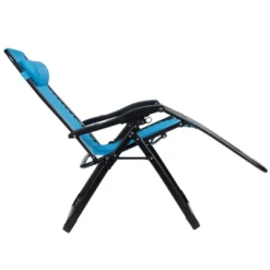 Tangkula Oversized Zero Gravity Lounge Chair Folding Recliner W/ Cup Holder & Pillow Blue -Tangkula GUEST c08d49f8 2f37 441d b9c4 b457c5fdb41e