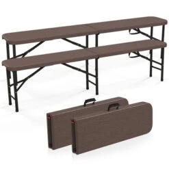 Tangkula 2PCS 6 Ft Plastic Folding Bench Portable Fold-in-Half Seat W/ 1320 LBS Capacity Gray 19 Tangkula 2PCS 6 Ft Plastic Folding Bench Portable Fold-in-Half Seat W/ 1320 LBS Capacity Gray -Tangkula GUEST c104f597 9ce9 4b67 8d8d 64d8a8b24230