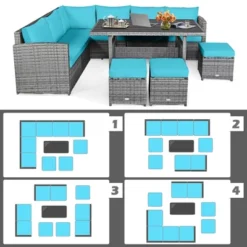 Tangkula 7PCS Rattan Patio Sectional Sofa Set Conversation Set W/ Turquoise Cushions 13 Tangkula 7PCS Rattan Patio Sectional Sofa Set Conversation Set W/ Turquoise Cushions -Tangkula GUEST c11817ec 99ad 44cd 83e1 e4b99b6dabeb