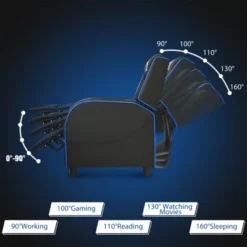 Tangkula PU Leather Gaming Recliner Chair Single Massage Lounge Sofa W/ Lumbar Cushion Blue -Tangkula GUEST c1523763 57c7 400a ad3b 1d035e22d9ff