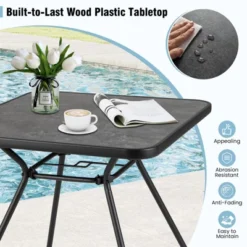 Tangkula 32" Patio Dining Table W/ 1.6" Umbrella Hole & Lid DPC Tabletop For Backyard -Tangkula GUEST c15a5e58 9cb4 454d 9221 6b07538a38fe
