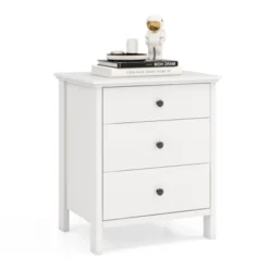 Tangkula 3-Drawer Modern Nightstand Bedside Table Wooden End Table White/Black -Tangkula GUEST c16e6e4a bc32 4fd1 9082 37fd3fcb0757