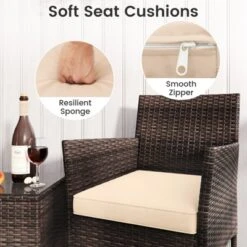 Tangkula 3 Pieces Patio Rattan Furniture Set Outdoor Conversation Set With PE Wicker Armchairs Tempered Glass Top Coffee Table -Tangkula GUEST c1e0a5f2 09f7 4268 995c 309477f7cb29