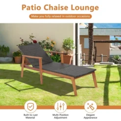 Tangkula 2PCS Adjustable Patio Rattan Lounge Chair Recliner Outdoor Chaise Acacia Wood Frame -Tangkula GUEST c1e399c3 d2a0 40bd b218 ae5e5757cf29