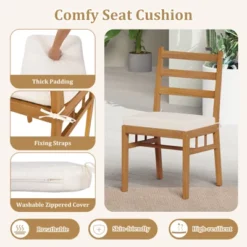 Tangkula Solid Acacia Wood Patio Chair Set Of 2 W/ Padded Seat Cushions -Tangkula GUEST c21323ef 3af0 4b52 b5dd 6bc490b9e410