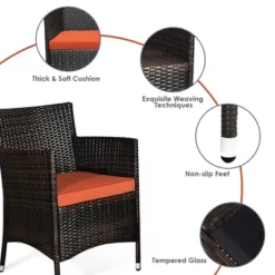 Tangkula 8PCS Patio Rattan Conversation Furniture Set Outdoor W/ Orange Cushion -Tangkula GUEST c23ad27c 06ff 4f74 8e98 ec6424463226