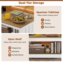 Tangkula Coffee Table W/ Storage Shelf Farmhouse Rustic Center Table Space-Saving -Tangkula GUEST c289bf55 9c78 4f58 9f6c f3a6b11e79c4