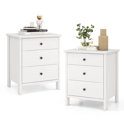 Tangkula 2-Piece 3Drawers Modern Nightstand Bedside Table Wooden End Table Black/White 9 Tangkula 2-Piece 3Drawers Modern Nightstand Bedside Table Wooden End Table Black/White - Image 9