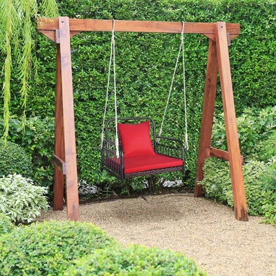 Tangkula Single Person Hanging Swing Outdoor Hanging Seat W/ Back Cushion & Seat Cushion 4 Tangkula Single Person Hanging Swing Outdoor Hanging Seat W/ Back Cushion & Seat Cushion - Image 4