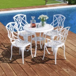 Tangkula 5 Pieces All-Weather Outdoor Cast Aluminum Dining Set Round Dining Table 10 Tangkula 5 Pieces All-Weather Outdoor Cast Aluminum Dining Set Round Dining Table -Tangkula GUEST c3f12505 9423 4bd6 a911 65d74cabb777