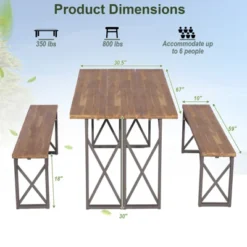 Tangkula 3 Piece Patio Picnic Table Bench Set, Outdoor Camping Table Set W/ Acacia Wood Tabletop & Seat 2” Umbrella Hole 17 Tangkula 3 Piece Patio Picnic Table Bench Set, Outdoor Camping Table Set W/ Acacia Wood Tabletop & Seat 2” Umbrella Hole -Tangkula GUEST c3f97cee b103 4604 a588 c5fc7d9a9c72