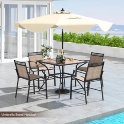 Tangkula Patio Table For 4 People W/ Umbrella Hole Wood-Like Tabletop Metal Support Legs -Tangkula GUEST c3ffa053 4e3e 4184 99b7 0c338ecc9c28