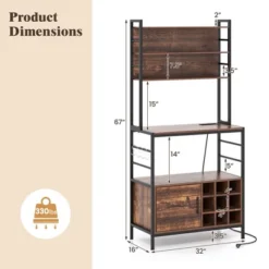 Tangkula 67" Bakers Rack W/ Power Outlet Coffee Bar Cabinet W/ S-Shaped Hooks 18 Tangkula 67" Bakers Rack W/ Power Outlet Coffee Bar Cabinet W/ S-Shaped Hooks -Tangkula GUEST c45a90e1 21b8 4126 b702 10ea56275fab