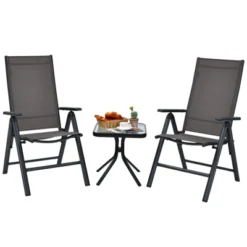 Tangkula 4 Pack Folding Dining Chairs Adjustable Reclining Back Chairs Suitable For Outdoor & Indoor Gray -Tangkula GUEST c46aa2eb b188 42eb bcdb c5b75b2c2b4a