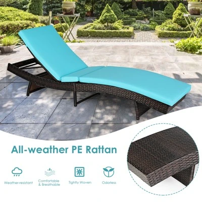 Tangkula Patio Adjustable Rattan Chaise Lounge Chair Folding Reclining Wicker Chair 4 Tangkula Patio Adjustable Rattan Chaise Lounge Chair Folding Reclining Wicker Chair - Image 4