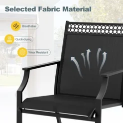 Tangkula 4 PCS Patio Chairs All Weather Outdoor Chairs With High Back Armrests Quick-Drying Fabric & Heavy-Duty Metal Frame Black -Tangkula GUEST c4b8a971 75c0 4383 aef8 5923faf60548