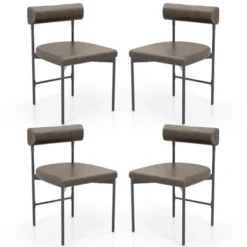 Tangkula Dining Chair Set Of 4 Faux Leather Upholstered Kitchen Side Chair W/ Curved -Tangkula GUEST c5285e33 eafd 49eb a257 1a7b78b4dd16