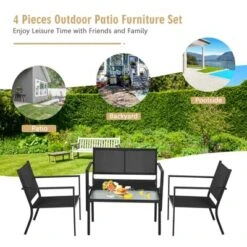 Tangkula 4 PCS Patio Furniture Set Outdoor Conversation Set W/Glass Coffee Table Garden Bistro Set Gray 12 Tangkula 4 PCS Patio Furniture Set Outdoor Conversation Set W/Glass Coffee Table Garden Bistro Set Gray -Tangkula GUEST c529af9c 62cf 4397 892b 9b06d95d902c
