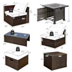 Tangkula 9 Pieces Furniture Set W/ 50,000 BTU Propane Fire Pit Table Patio Off White 8 Tangkula 9 Pieces Furniture Set W/ 50,000 BTU Propane Fire Pit Table Patio Off White -Tangkula GUEST c5779dde 7064 4407 9245 f6973253db0c 4