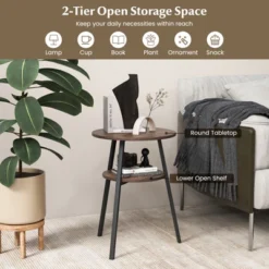 Tangkula 2-tier Accent Coffee Tea Table Nightstand Bedside Table W/ Storage Shelf -Tangkula GUEST c5e8570d ad2a 4d69 88e1 f119236717df