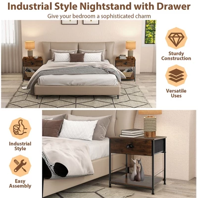 Tangkula 2-tier Nightstand Bedside End Sofa Coffee Table For Bedroom Living Room 7 Tangkula 2-tier Nightstand Bedside End Sofa Coffee Table For Bedroom Living Room - Image 7