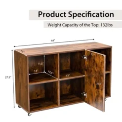 Tangkula 3-Tier Wood Bookcase 6 Cube Bookshelf W/ Door Wheels Display Cabinet -Tangkula GUEST c652dd57 5bbb 4c1b 87d7 9488c602b454