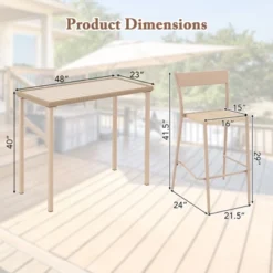 Tangkula 3 Pieces Patio Bar Table Set Outdoor Bar Height Table & 2 Armless Chairs -Tangkula GUEST c656cfeb fb99 4505 9b4b 5edefb864c15