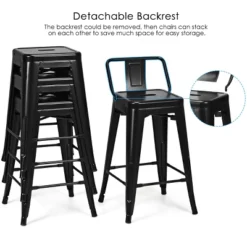 Tangkula Set Of 4 Metal Bar Stools 24" Industrial Chair Low Back Black 11 Tangkula Set Of 4 Metal Bar Stools 24" Industrial Chair Low Back Black -Tangkula GUEST c68aea35 f6aa 4517 8b4a d62b27803ec2
