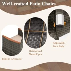 Tangkula 9PCS Patio Rattan Furniture Dining Set Acacia Wood Table Cushioned Chair For Outdoor -Tangkula GUEST c68c23b3 4a82 450d 8e05 c457ab6436dd