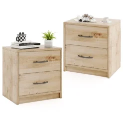 Tangkula 2PCS 2-Drawer Nightstand Modern Bedside Table W/ Storage For Living Room Bedroom -Tangkula GUEST c69f214f 1403 474b 8fe4 0ac5ed2a7361