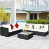 Tangkula 7PCS Rattan Patio Conversation Sectional Furniture Set W/ Cushion Pillow
