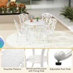 Tangkula 5 Pieces All-Weather Outdoor Cast Aluminum Dining Set Round Dining Table 12 Tangkula 5 Pieces All-Weather Outdoor Cast Aluminum Dining Set Round Dining Table -Tangkula GUEST c7440a27 c8ce 4fa0 877d 464c26934a57