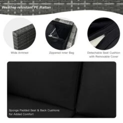 Tangkula 9 PCS Patio Rattan Furniture Set Fire Pit Table Storage Black W/ Cover 20 Tangkula 9 PCS Patio Rattan Furniture Set Fire Pit Table Storage Black W/ Cover -Tangkula GUEST c761927a 3d2f 4c0e a0b5 781a6ebda138