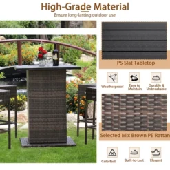 Tangkula Tangkula 5PCS Patio Bar Set Rattan Bar Furniture Set W/ Table & 4 Cushioned Stools Navy 18 Tangkula Tangkula 5PCS Patio Bar Set Rattan Bar Furniture Set W/ Table & 4 Cushioned Stools Navy -Tangkula GUEST c764d152 c862 4e30 861c a82eddcf45f6