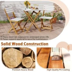 Tangkula 3 Piece Folding Outdoor Patio Bistro Set Space Saving Foldable Acacia Wood Porch Chairs And Square Table -Tangkula GUEST c7a711e8 1b32 4740 8dae 55c868a13d2e