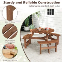 Tangkula 6-Person Round Picnic Table Set W/ 3 Built-in Benches 2" Umbrella Hole 15 Tangkula 6-Person Round Picnic Table Set W/ 3 Built-in Benches 2" Umbrella Hole -Tangkula GUEST c7a8366a b93f 4164 aa66 48fac1142c5d
