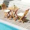 Tangkula Folding Patio Chairs Set Of 2 W/ Slatted Backrests & Soft Seat Cushions