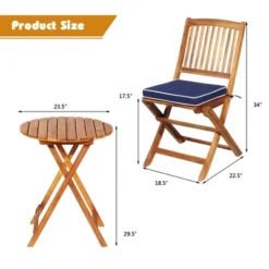 Tangkula 3PCS Folding Patio Conversation Set Acacia Wood Bistro Set W/ Cushions -Tangkula GUEST c829a761 4d83 4d4a af59 b09da94b714e